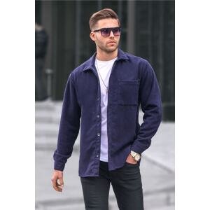 Madmext Navy Blue Regular Fit Lumberjack Shirt 5580