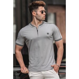 Madmext Gray Polo Collar Men's T-Shirt 9281