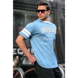 Madmext Men's Blue Printed Oversize T-Shirt