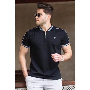 Madmext Black Polo Neck Men's T-Shirt 9281