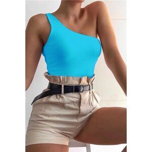 Madmext Mad Girls One-Shoulder Turquoise Straps Bodywork Mg325