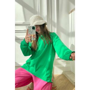 Madmext Green Basic Crew Neck Women's Sweatshirt