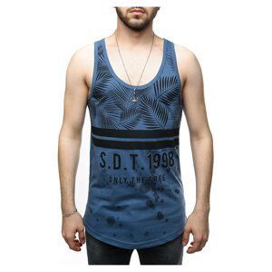 Madmext Leaf Patterned Indigo Singlet 2453