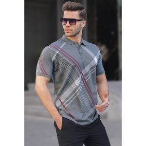 Madmext Smoked Patterned Polo Neck Men's T-Shirt 6079