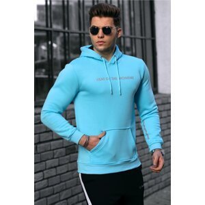 Madmext Men's Turquoise Hooded Sweatshirt 4784