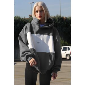 Madmext Dyed Gray Color Block Raised Sweatshirt