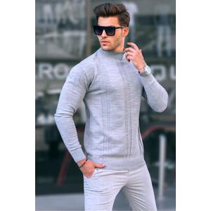 Madmext Gray Turtleneck Patterned Sweater 6825