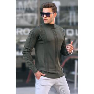 Madmext Khaki Turtleneck Patterned Sweater 6825