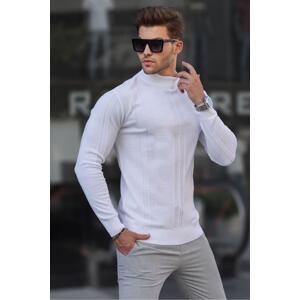 Madmext White Turtleneck Patterned Sweater 6825