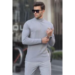 Madmext Men's Gray Turtleneck Knitwear Sweater 6822