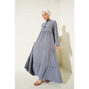 Bigdart 1627 Púštne šnurovacie hidžábové šaty - sivé