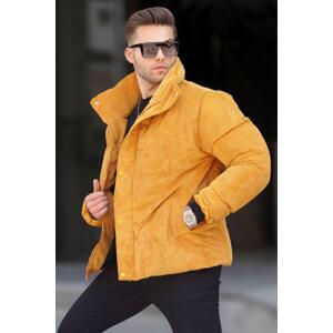 Madmext Men's Mustard Ribbed Velvet Down Coat 6719