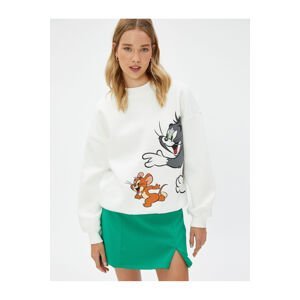 Koton Tom and Jerry Sweatshirt Crew Neck Licensed Ribbed Printed