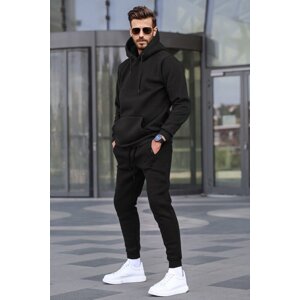 Madmext Black Hooded Basic Tracksuit Set 5905