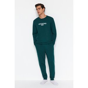 Trendyol Green Regular Fit Printed Knitted Pajamas Set