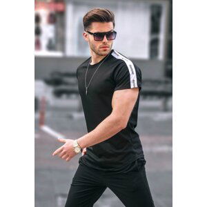 Madmext Men's Black Sleeve Detailed Regular Fit T-Shirt 4633