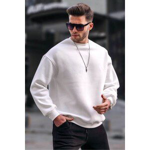 Madmext Ecru Crew Neck Oversize Basic Men's Sweatshirt 6048