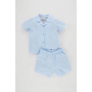 DEFACTO 2 piece Regular Fit Shirt Collar Striped Pyjamas Set