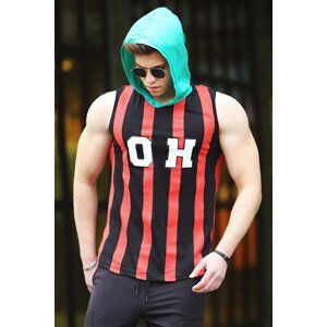 Madmext Striped Printed Hooded Singlet 4024 Claret Red