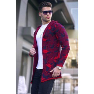 Madmext Camouflage Patterned Red Knitwear Cardigan 2179