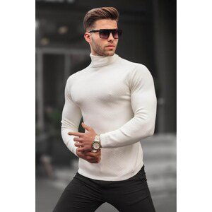 Madmext Men's Bone Color Turtleneck Knitwear Sweater 6306