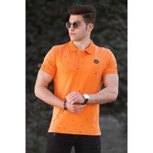 Madmext Orange Spray Print Polo Neck T-Shirt 4583