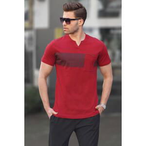 Madmext Claret Red with Pocket Detailed Regular Fit Men's T-Shirt 6094