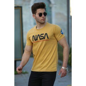 Madmext Printed Men's Yellow T-Shirt 4525