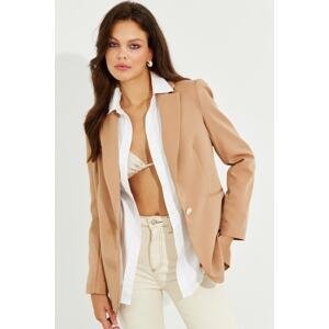 Cool & Sexy Women's Camel Single Button Lined Jacket