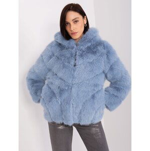 Light blue transitional jacket with eco fur