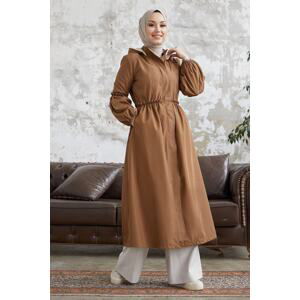 InStyle Balloon Sleeve Gathered Coat - Brown