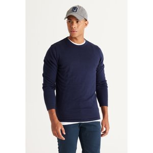 AC&Co / Altınyıldız Classics Men's Navy Blue Standard Fit Normal Fit Warm Crew Neck Knitwear Sweater