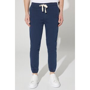 ALTINYILDIZ CLASSICS Men's Navy Blue Slim Fit Slim Fit Jogger Pants with Side Pockets, Cotton Tie Waist Flexible.