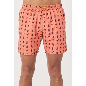 AC&Co / Altınyıldız Classics Men's Orange Standard Fit Casual Patterned Swimwear Marine Shorts