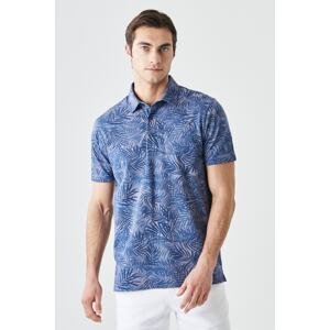 ALTINYILDIZ CLASSICS Men's Blue-Indigo Slim Fit Slim Fit Polo Neck 100% Cotton T-Shirt