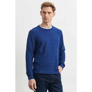 ALTINYILDIZ CLASSICS Men's Indigo Standard Fit Normal Cut Bicycle Collar Patterned Knitwear Sweater