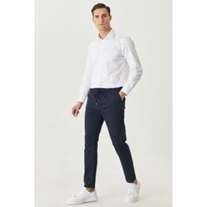 ALTINYILDIZ CLASSICS Men's Navy Blue Slim Fit Slim Fit Waist Tie Side Pocket Flexible Trousers