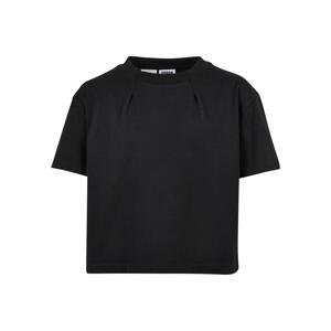 Girls' Organic Oversized Pleated T-Shirt Black
