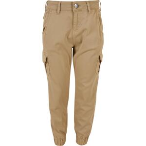 Girls' high-waisted cargo trousers unionbeige