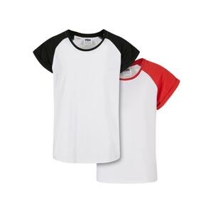 Girls' Contrasting Raglan T-Shirt 2-Pack White/Hugered+White/Black