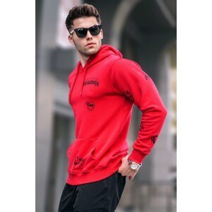 Madmext Red Printed Hooded Sweatshirt 5895