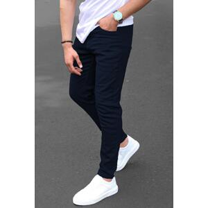 Madmext Men's Navy Blue Canvas Slim Fit Trousers 5736