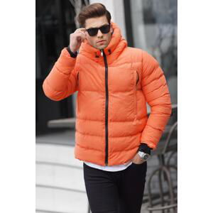 Madmext Men's Orange High Neck Hooded Down Coat 6805