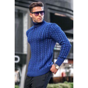 Madmext Indigo Turtleneck Knit Detailed Sweater 6317