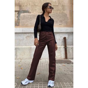 Madmext Mad Girls Claret Red Leather Trousers