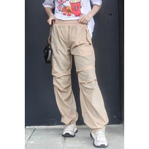 Madmext Beige Parachute Jogger Women's Trousers