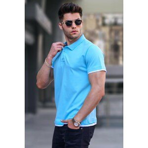 Madmext Blue Basic Polo Neck T-Shirt 5885