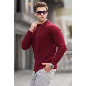 Madmext Burgundy Knitwear Patterned Men's Sweater 6836
