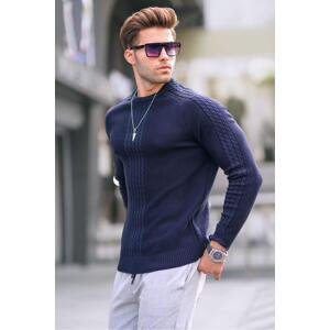 Madmext Navy Blue Knitwear Patterned Men's Sweater 6836