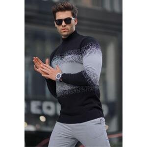 Madmext Black Turtleneck Patterned Sweater 6845